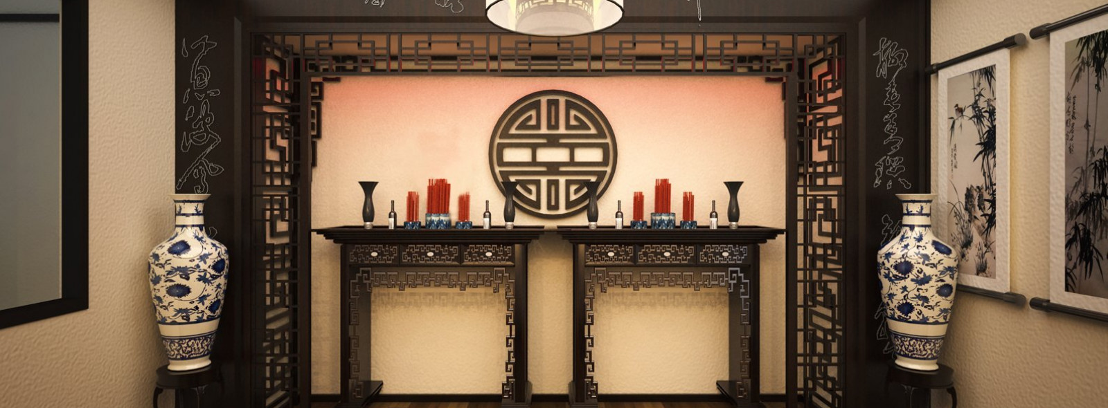 Không gian phòng thờ gỗ cao cấp